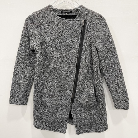 Banana Republic Asymmetric Zip Knit Blazer Jacket XS Heather Grey - Picture 1 of 7